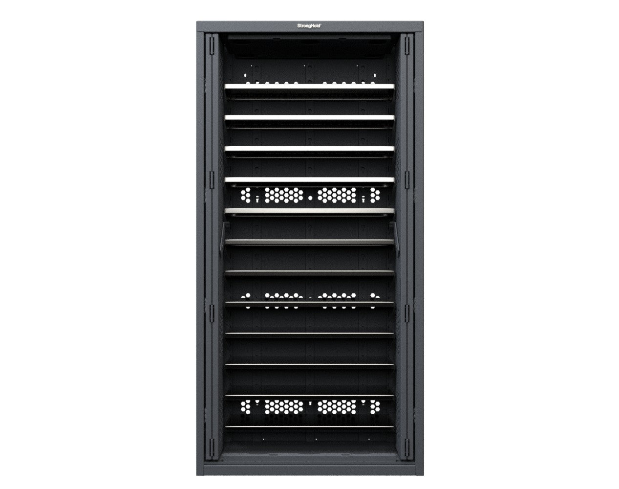 Modular Weapons Storage Low Profile Shelf Cabinet with Recessed Doors - 42 in. W x 16 1/2 in. D x 84 in. H