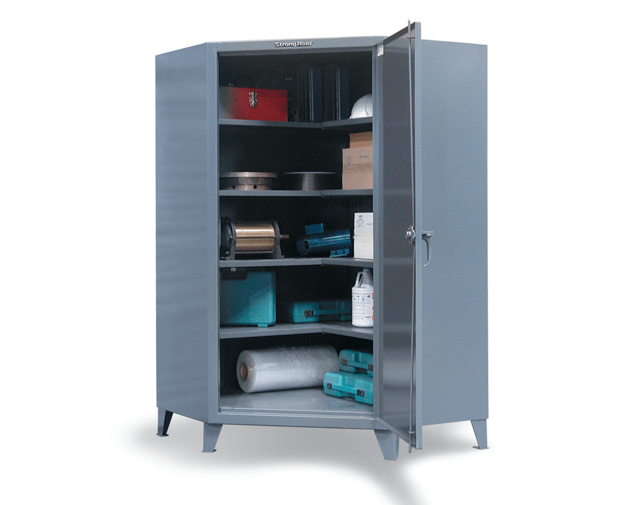 Extreme Duty 12 GA Corner Cabinet with 4 Shelves - 48 In. W x 24 In. D x 78 In. H