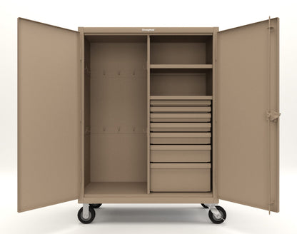 Extreme Duty 12 GA Mobile Rigging Cabinet with 7 Half-Width Drawers, 2 Shelves - 48 in. W x 24 in. D x 68 in. H - 45-242-7/5DB-CA-1019