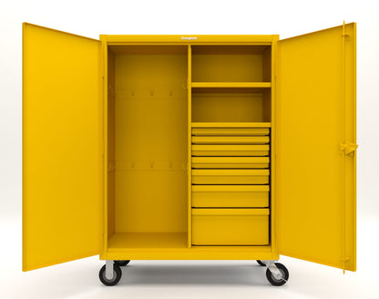 Extreme Duty 12 GA Mobile Rigging Cabinet with 7 Half-Width Drawers, 2 Shelves - 48 in. W x 24 in. D x 68 in. H - 45-242-7/5DB-CA-1021