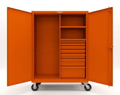 Extreme Duty 12 GA Mobile Rigging Cabinet with 7 Half-Width Drawers, 2 Shelves - 48 in. W x 24 in. D x 68 in. H - 45-242-7/5DB-CA-2009