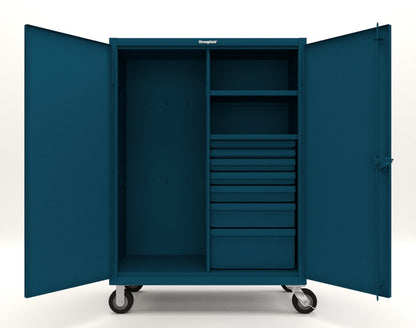 Extreme Duty 12 GA Mobile Rigging Cabinet with 7 Half-Width Drawers, 2 Shelves - 48 in. W x 24 in. D x 68 in. H