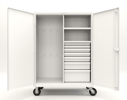 Extreme Duty 12 GA Mobile Rigging Cabinet with 7 Half-Width Drawers, 2 Shelves - 48 in. W x 24 in. D x 68 in. H