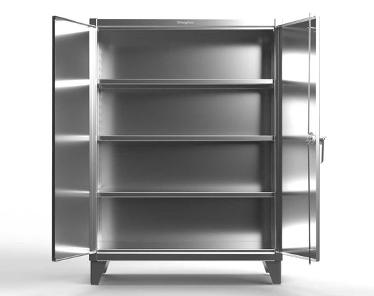 Extreme Duty 12 GA Stainless Steel Cabinet with 3 Shelves - 72 In. W x 24 In. D x 66 In. H