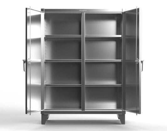 Extreme Duty 12 GA Stainless Steel Double Shift Cabinet with 6 Shelves - 48 In. W x 24 In. D x 66 In. H