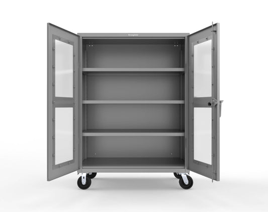 Extra Heavy Duty 14 GA Clearview Mobile Medical Cabinet with Cylinder Lock – 48 In. W x 24 In. D x 68 In. H -  45-LD-243-CL-CA-L-7037