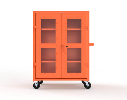 Extra Heavy Duty 14 GA Clearview Mobile Medical Cabinet with Cylinder Lock – 48 In. W x 24 In. D x 68 In. H -  45-LD-243-CL-CA-L-2009