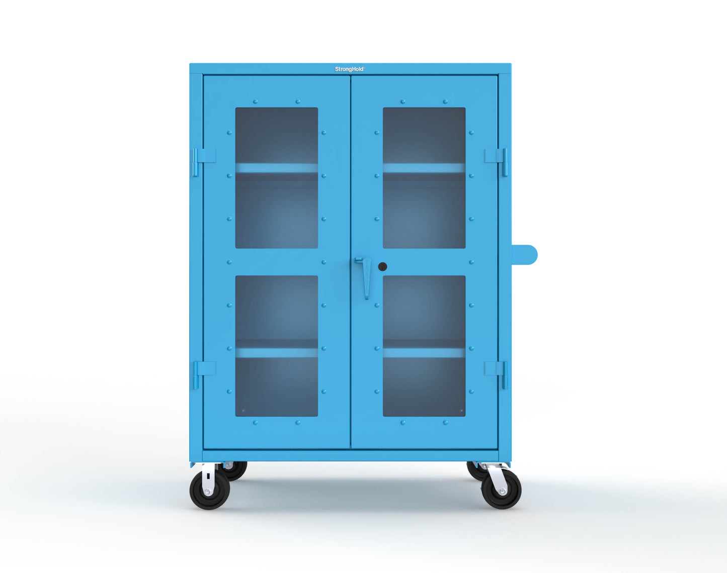 Extra Heavy Duty 14 GA Clearview Mobile Medical Cabinet with Cylinder Lock – 48 In. W x 24 In. D x 68 In. H -  45-LD-243-CL-CA-L-5012