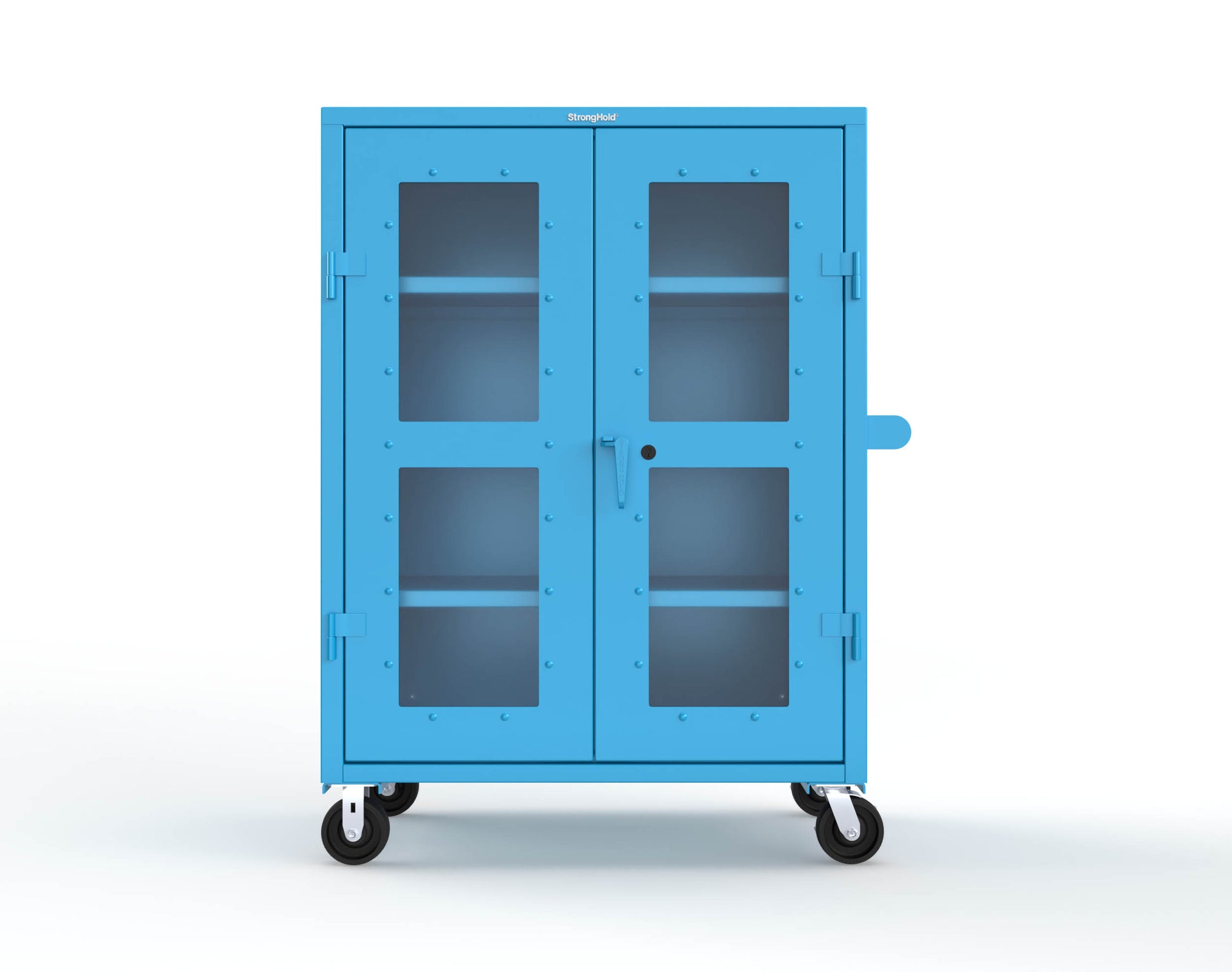 Extra Heavy Duty 14 GA Clearview Mobile Medical Cabinet with Cylinder Lock – 48 In. W x 24 In. D x 68 In. H -  45-LD-243-CL-CA-L-5012