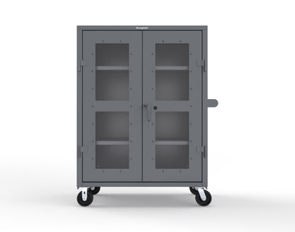 Extra Heavy Duty 14 GA Clearview Mobile Medical Cabinet with Cylinder Lock – 48 In. W x 24 In. D x 68 In. H -  45-LD-243-CL-CA-L-7024