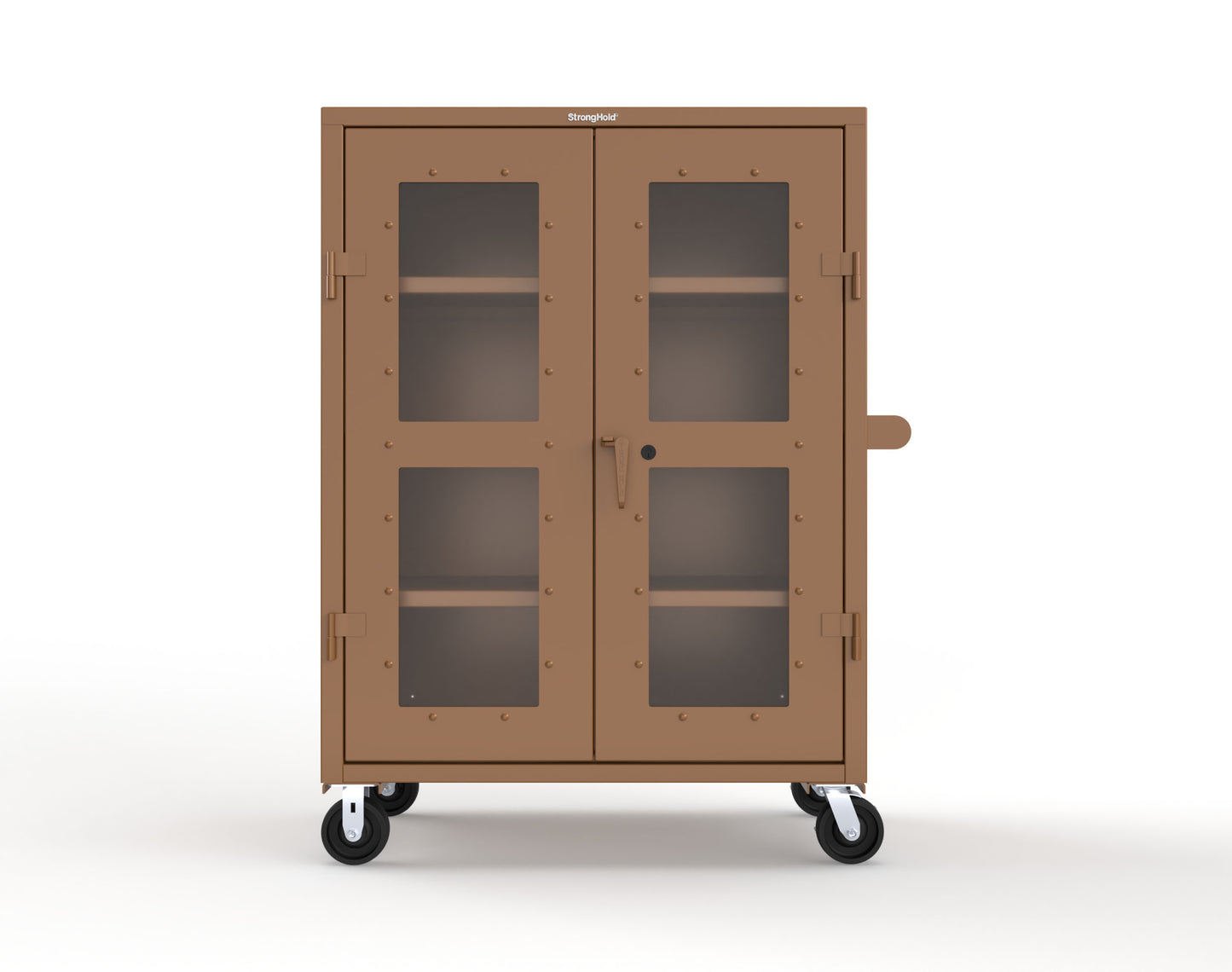 Extra Heavy Duty 14 GA Clearview Mobile Medical Cabinet with Cylinder Lock – 48 In. W x 24 In. D x 68 In. H -  45-LD-243-CL-CA-L-8008