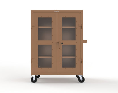 Extra Heavy Duty 14 GA Clearview Mobile Medical Cabinet with Cylinder Lock – 48 In. W x 24 In. D x 68 In. H -  45-LD-243-CL-CA-L-8008