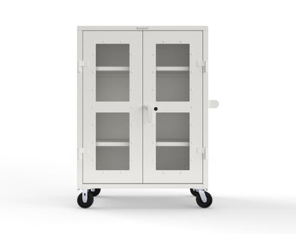 Extra Heavy Duty 14 GA Clearview Mobile Medical Cabinet with Cylinder Lock – 48 In. W x 24 In. D x 68 In. H -  45-LD-243-CL-CA-L-9003
