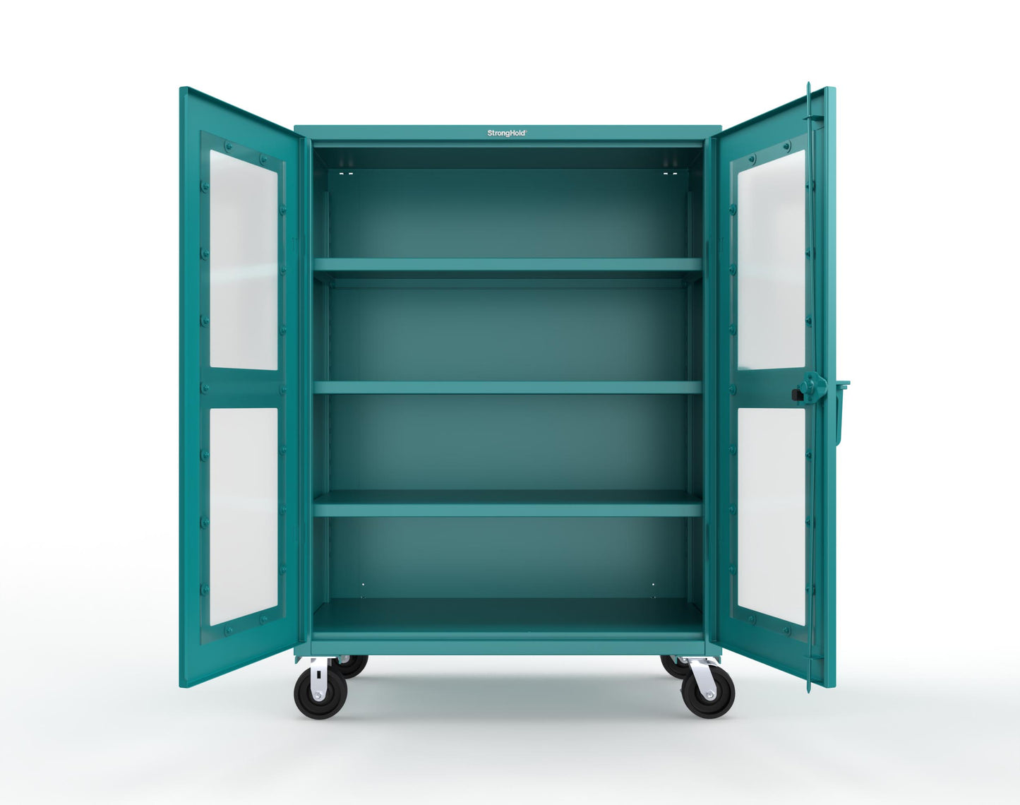 Extra Heavy Duty 14 GA Clearview Mobile Medical Cabinet with Cylinder Lock – 48 In. W x 24 In. D x 68 In. H -  45-LD-243-CL-CA-L-5021