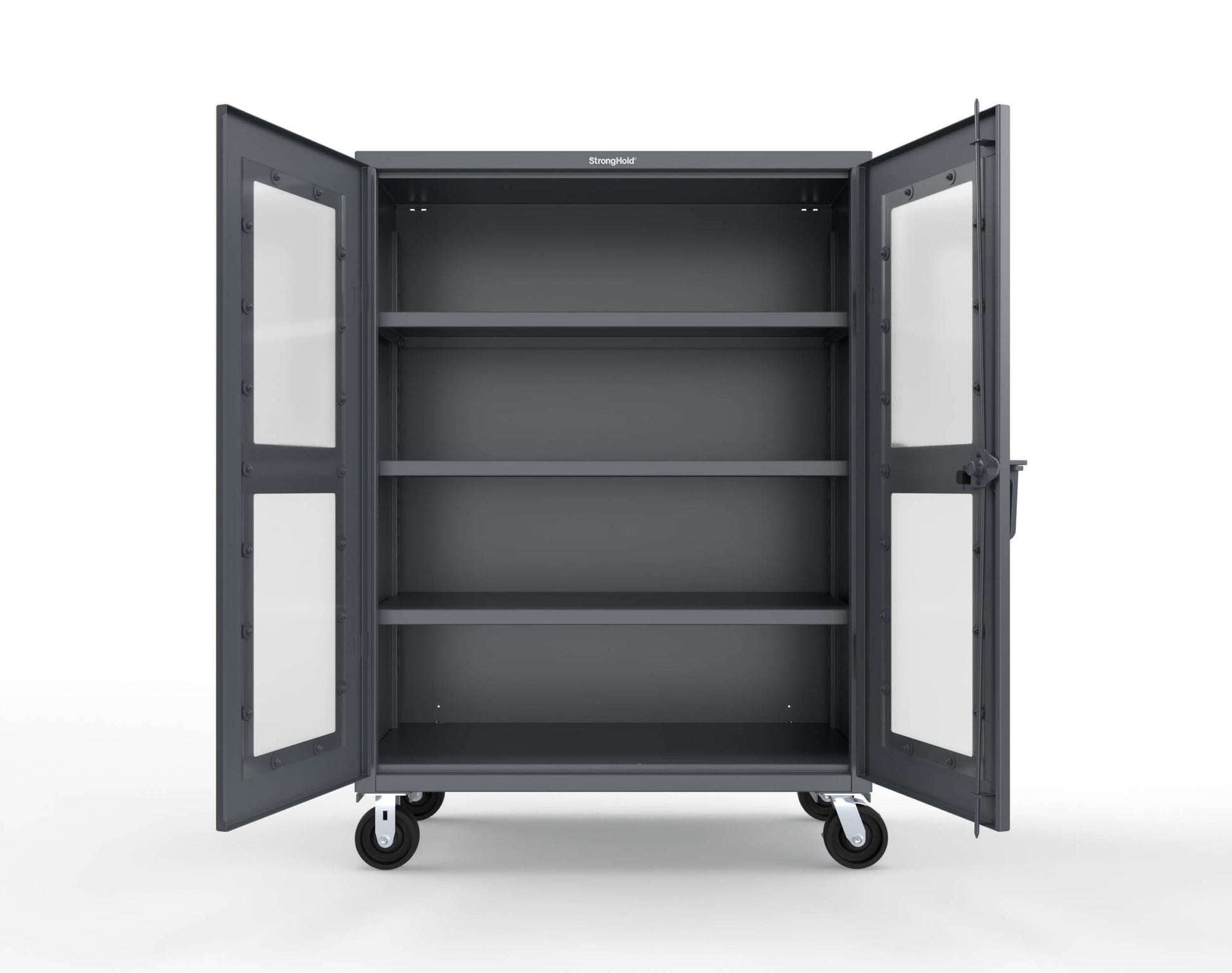 Extra Heavy Duty 14 GA Clearview Mobile Medical Cabinet with Cylinder Lock – 48 In. W x 24 In. D x 68 In. H -  45-LD-243-CL-CA-L-7024