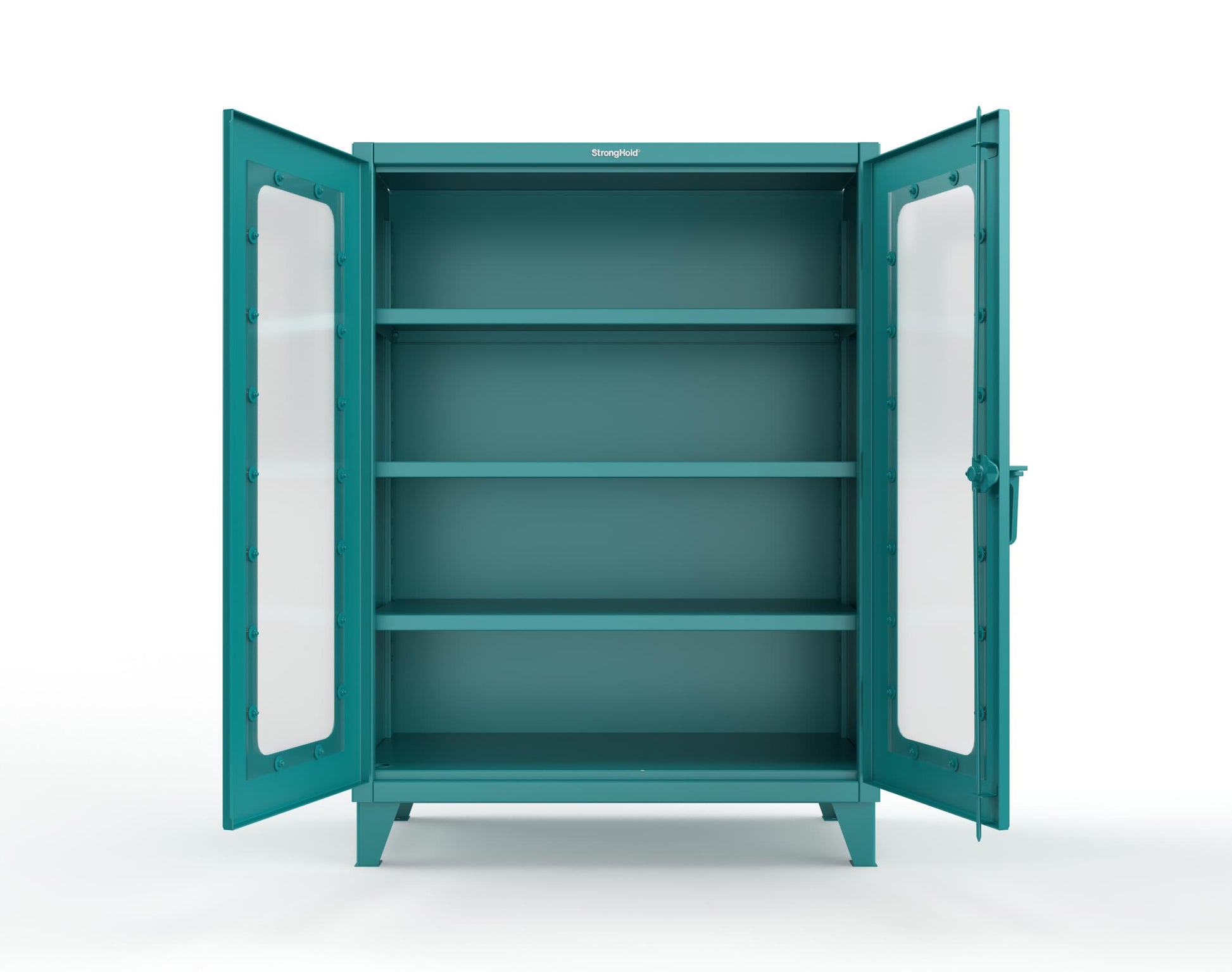 Extreme Duty 12 GA Scratch Resistant Clearview Cabinet with 3 Shelves - 48 In. W x 24 In. D x 66 In. H - 45-LD-243-SR-7024 - 45-LD-243-SR-5021