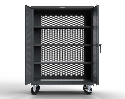 Extreme Duty 12 GA Fully-Ventilated Mobile Cabinet with 3 Shelves - 48 In. W x 24 In. D x 68 In. H