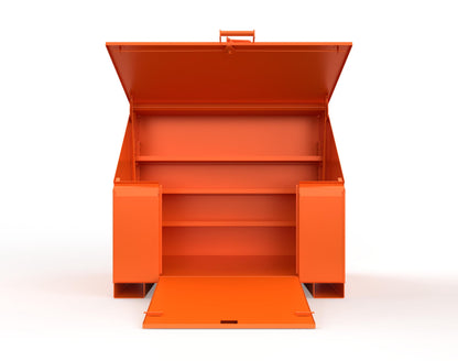 Extreme Duty 12 GA Job Site Box with Lift-Up Lid, Ramp, 3 Shelves - 60 In. W x 36 In. D x 48 In. H - 453UJB-RAMP-2009