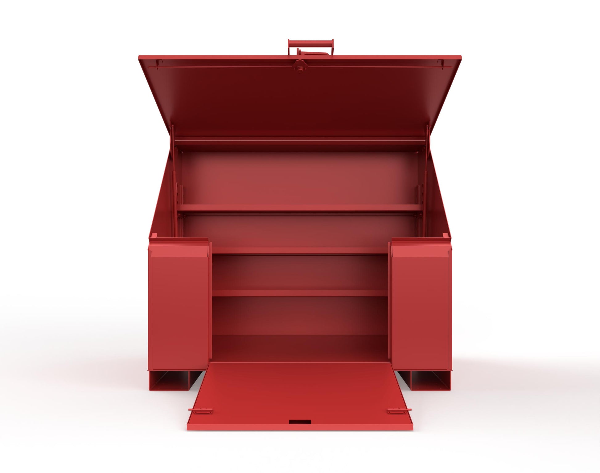 Extreme Duty 12 GA Job Site Box with Lift-Up Lid, Ramp, 3 Shelves - 60 In. W x 36 In. D x 48 In. H - 453UJB-RAMP-3001