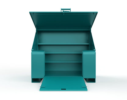 Extreme Duty 12 GA Job Site Box with Lift-Up Lid, Ramp, 3 Shelves - 60 In. W x 36 In. D x 48 In. H - 453UJB-RAMP-5021