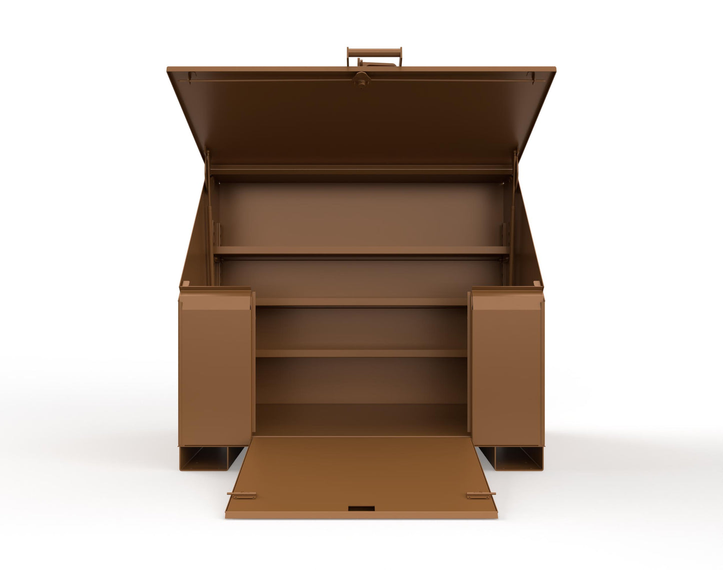 Extreme Duty 12 GA Job Site Box with Lift-Up Lid, Ramp, 3 Shelves - 60 In. W x 36 In. D x 48 In. H - 453UJB-RAMP-8008