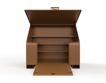 Extreme Duty 12 GA Job Site Box with Lift-Up Lid, Ramp, 3 Shelves - 60 In. W x 36 In. D x 48 In. H - 453UJB-RAMP-8008