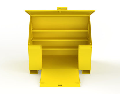 Extreme Duty 12 GA Job Site Box with Lift-Up Lid, Ramp, 3 Shelves - 60 In. W x 36 In. D x 48 In. H - 453UJB-RAMP-1021