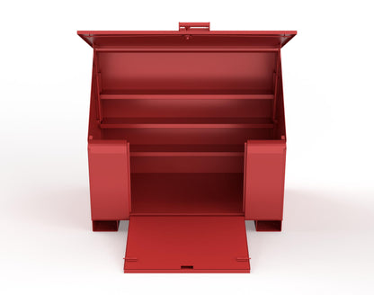 Extreme Duty 12 GA Job Site Box with Lift-Up Lid, Ramp, 3 Shelves - 60 In. W x 36 In. D x 48 In. H - 453UJB-RAMP-3001