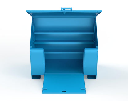 Extreme Duty 12 GA Job Site Box with Lift-Up Lid, Ramp, 3 Shelves - 60 In. W x 36 In. D x 48 In. H - 453UJB-RAMP-5012