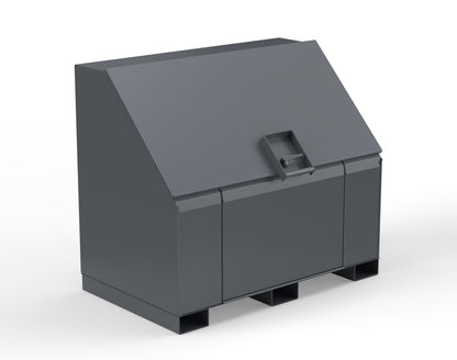 Extreme Duty 12 GA Job Site Box with Lift-Up Lid, Ramp, 3 Shelves - 60 In. W x 36 In. D x 48 In. H - 453UJB-RAMP-7024