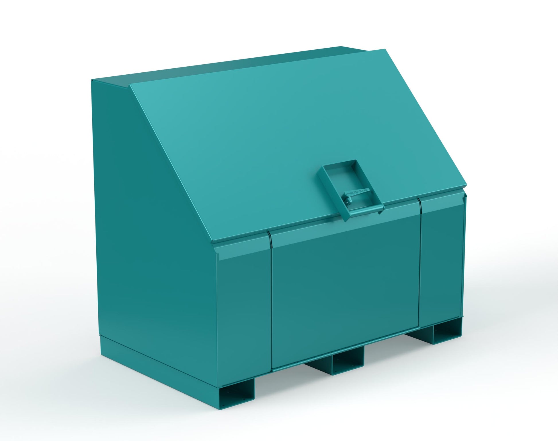 Extreme Duty 12 GA Job Site Box with Lift-Up Lid, Ramp, 3 Shelves - 60 In. W x 36 In. D x 48 In. H - 453UJB-RAMP-5021