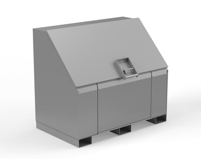 Extreme Duty 12 GA Job Site Box with Lift-Up Lid, Ramp, 3 Shelves - 60 In. W x 36 In. D x 48 In. H - 453UJB-RAMP-7037