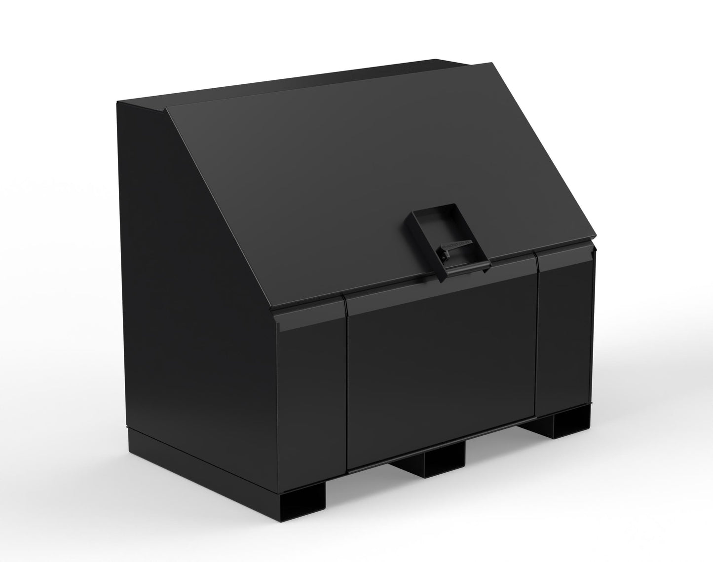 Extreme Duty 12 GA Job Site Box with Lift-Up Lid, Ramp, 3 Shelves - 60 In. W x 36 In. D x 48 In. H - 453UJB-RAMP-9005