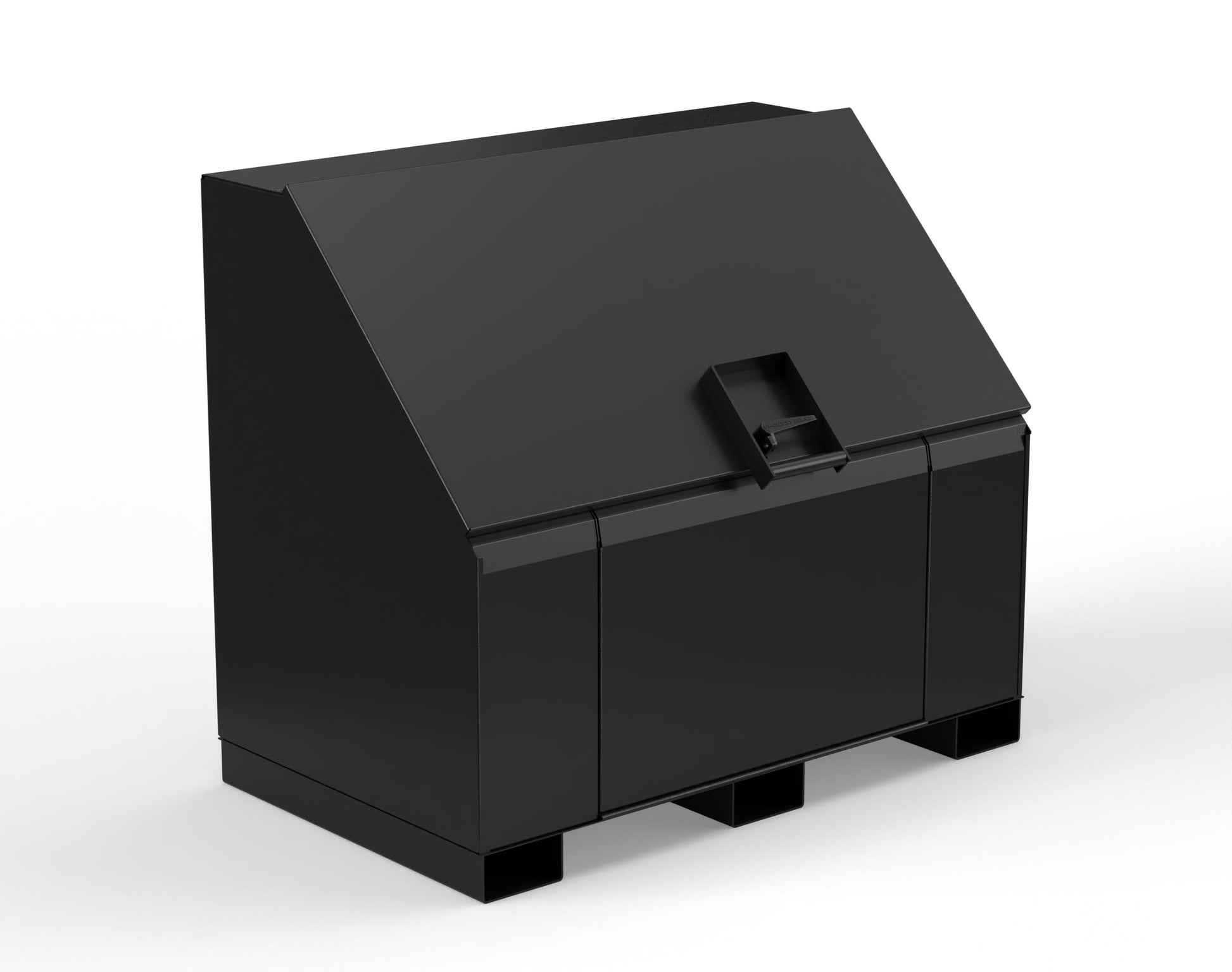 Extreme Duty 12 GA Job Site Box with Lift-Up Lid, Ramp, 3 Shelves - 60 In. W x 36 In. D x 48 In. H - 453UJB-RAMP-9005
