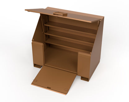 Extreme Duty 12 GA Job Site Box with Lift-Up Lid, Ramp, 3 Shelves - 60 In. W x 36 In. D x 48 In. H - 453UJB-RAMP-8008