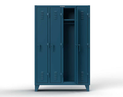 Extreme Duty 12 GA Single-Tier Locker with 4 Compartments, Louvered Doors, Wardrobe Rod - 50 in. W x 18in. D x 78 in. H