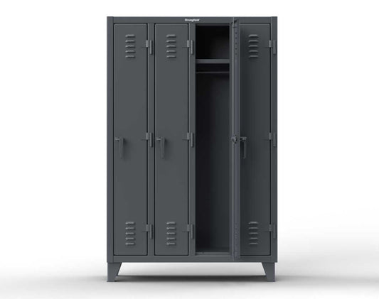 Extreme Duty 12 GA Single-Tier Locker with 1 Compartment, Louvered Doors, Wardrobe Rod - 14 in. W x 18in. D x 78 in. H
