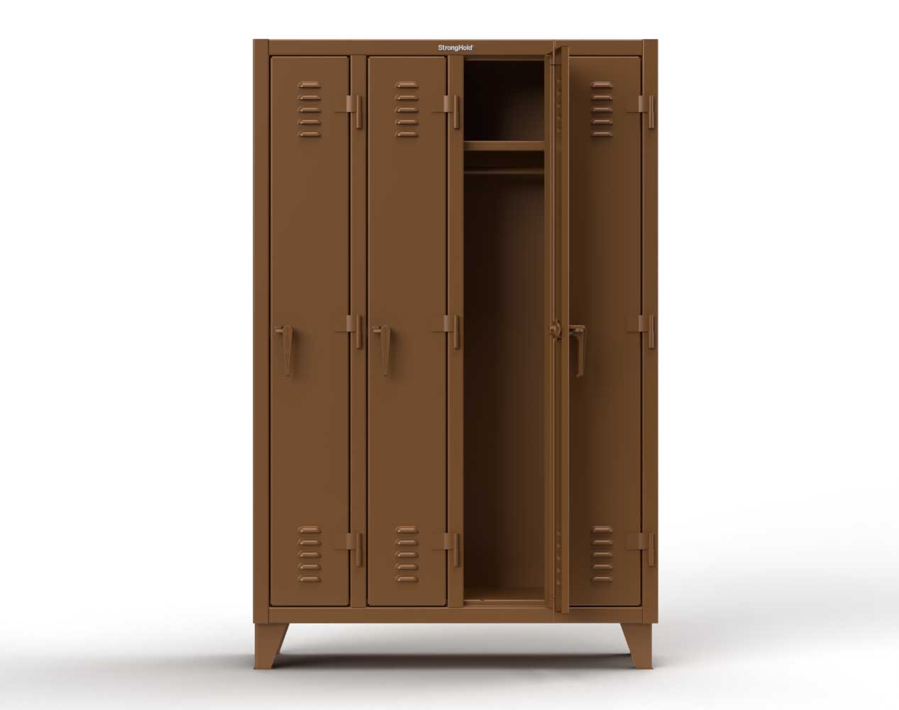 Extreme Duty 12 GA Single-Tier Locker with 4 Compartments, Louvered Doors, Wardrobe Rod - 50 in. W x 18in. D x 78 in. H