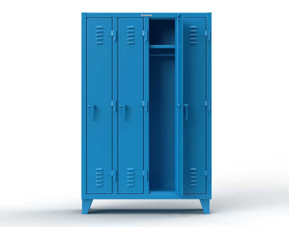 Extreme Duty 12 GA Single-Tier Locker with 4 Compartments, Louvered Doors, Wardrobe Rod - 50 in. W x 18in. D x 78 in. H