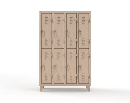 Extreme Duty 12 GA Double-Tier Locker with 8 Compartments, Louvered Doors, Coat Hooks - 50 in. W x 18in. D x 78 in. H - 46-18-2TSL-1019