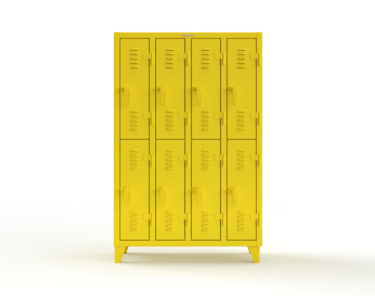Extreme Duty 12 GA Double-Tier Locker with 8 Compartments, Louvered Doors, Coat Hooks - 50 in. W x 18in. D x 78 in. H - 46-18-2TSL-1021