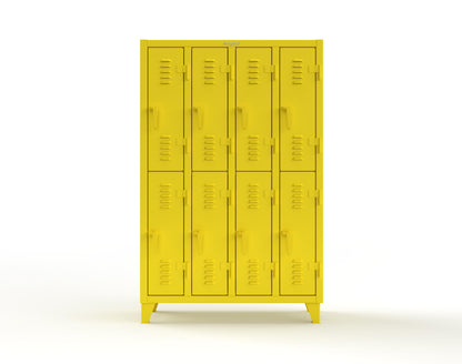 Extreme Duty 12 GA Double-Tier Locker with 8 Compartments, Louvered Doors, Coat Hooks - 50 in. W x 18in. D x 78 in. H - 46-18-2TSL-1021