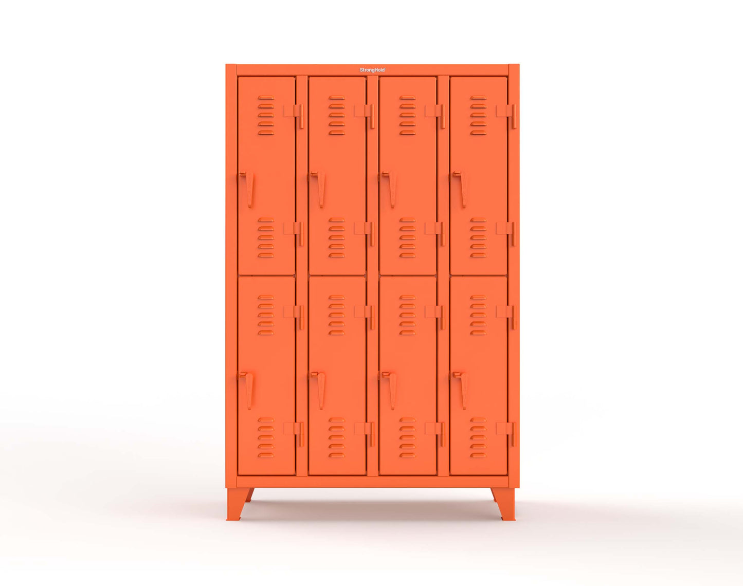 Extreme Duty 12 GA Double-Tier Locker with 8 Compartments, Louvered Doors, Coat Hooks - 50 in. W x 18in. D x 78 in. H - 46-18-2TSL-2009