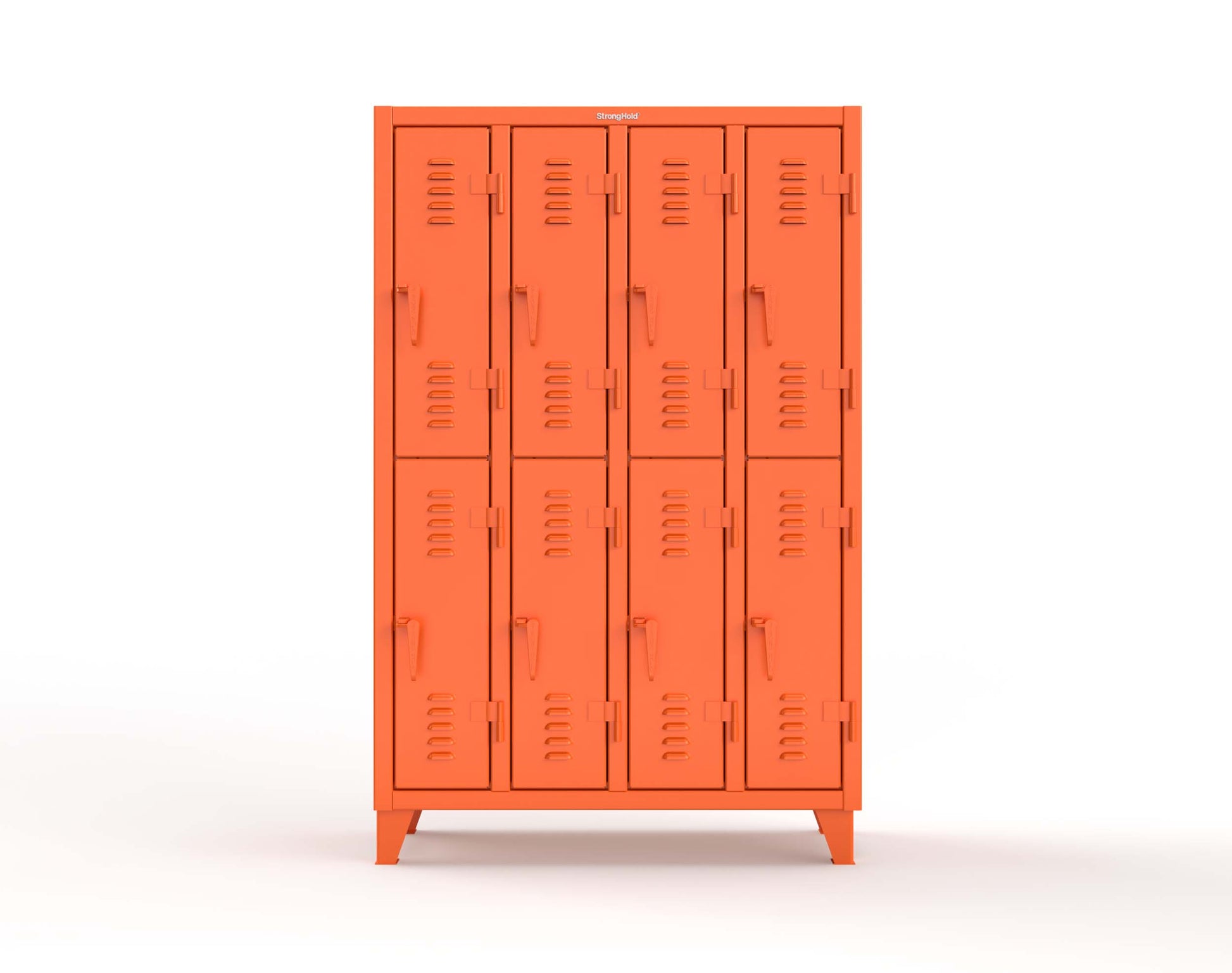 Extreme Duty 12 GA Double-Tier Locker with 8 Compartments, Louvered Doors, Coat Hooks - 50 in. W x 18in. D x 78 in. H - 46-18-2TSL-2009