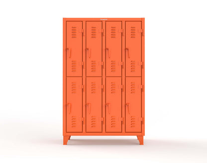 Extreme Duty 12 GA Double-Tier Locker with 8 Compartments, Louvered Doors, Coat Hooks - 50 in. W x 18in. D x 78 in. H - 46-18-2TSL-2009