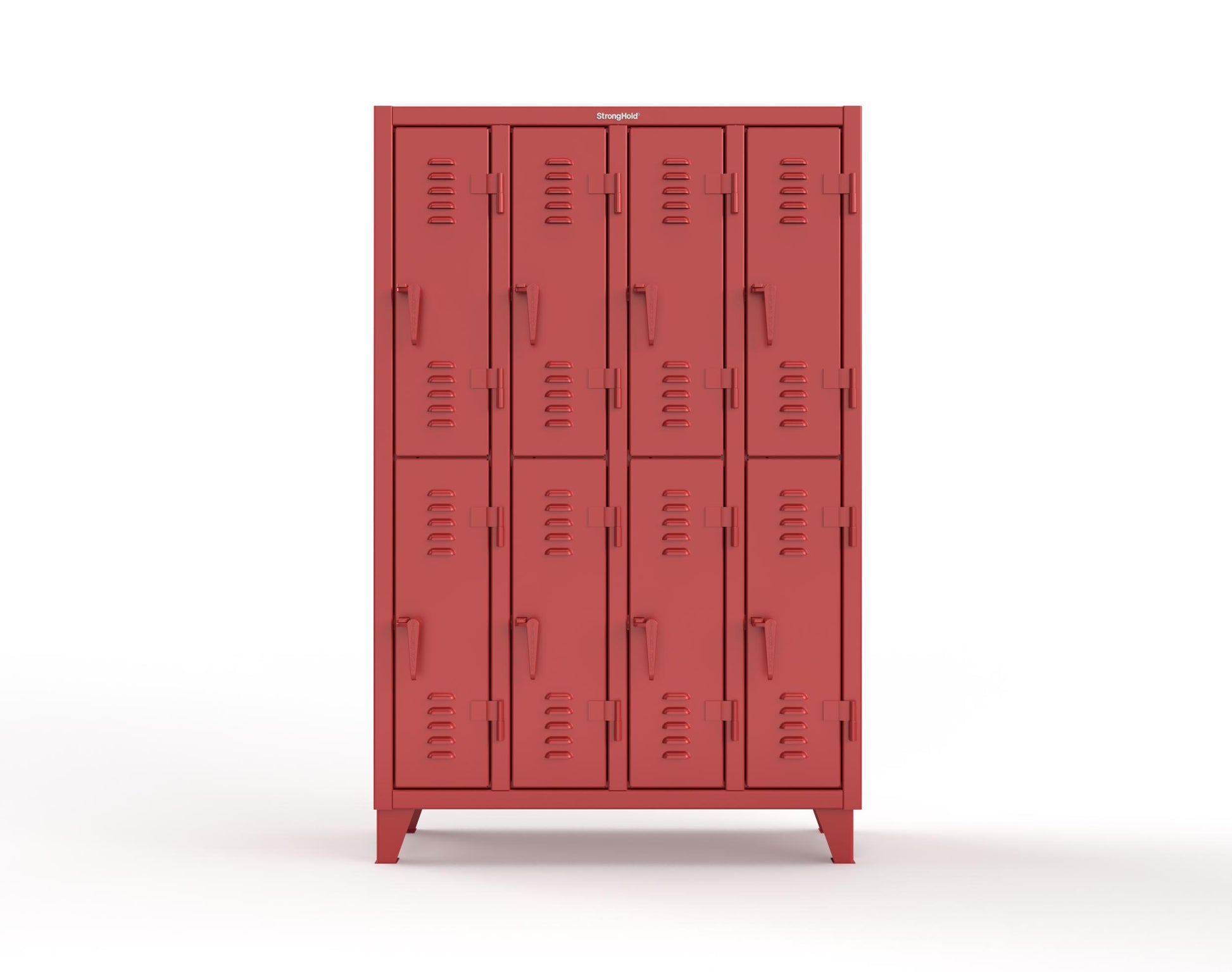 Extreme Duty 12 GA Double-Tier Locker with 8 Compartments, Louvered Doors, Coat Hooks - 50 in. W x 18in. D x 78 in. H - 46-18-2TSL-3001