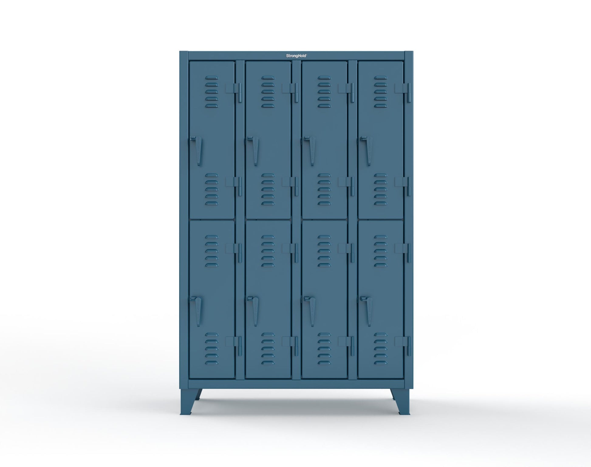 Extreme Duty 12 GA Double-Tier Locker with 8 Compartments, Louvered Doors, Coat Hooks - 50 in. W x 18in. D x 78 in. H - 46-18-2TSL-5001