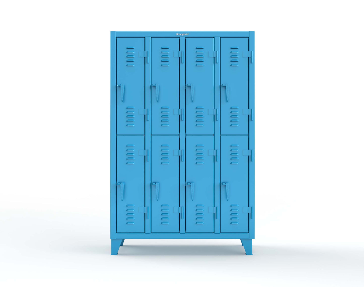 Extreme Duty 12 GA Double-Tier Locker with 8 Compartments, Louvered Doors, Coat Hooks - 50 in. W x 18in. D x 78 in. H - 46-18-2TSL-5012