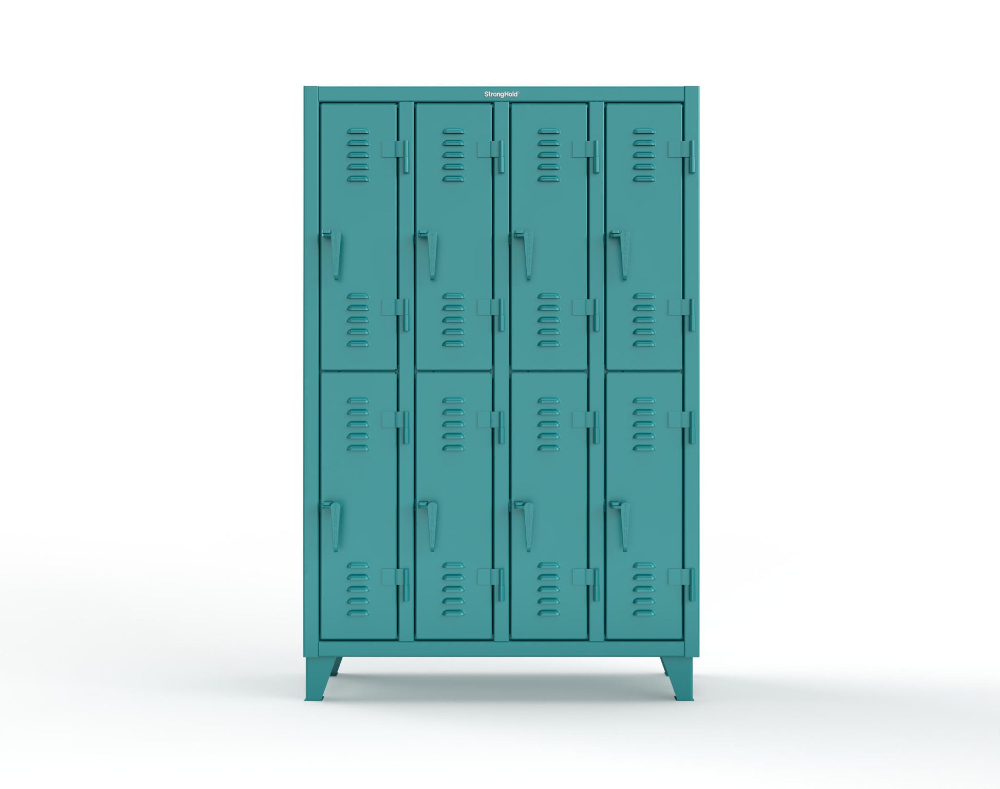 Extreme Duty 12 GA Double-Tier Locker with 8 Compartments, Louvered Doors, Coat Hooks - 50 in. W x 18in. D x 78 in. H - 46-18-2TSL-5021