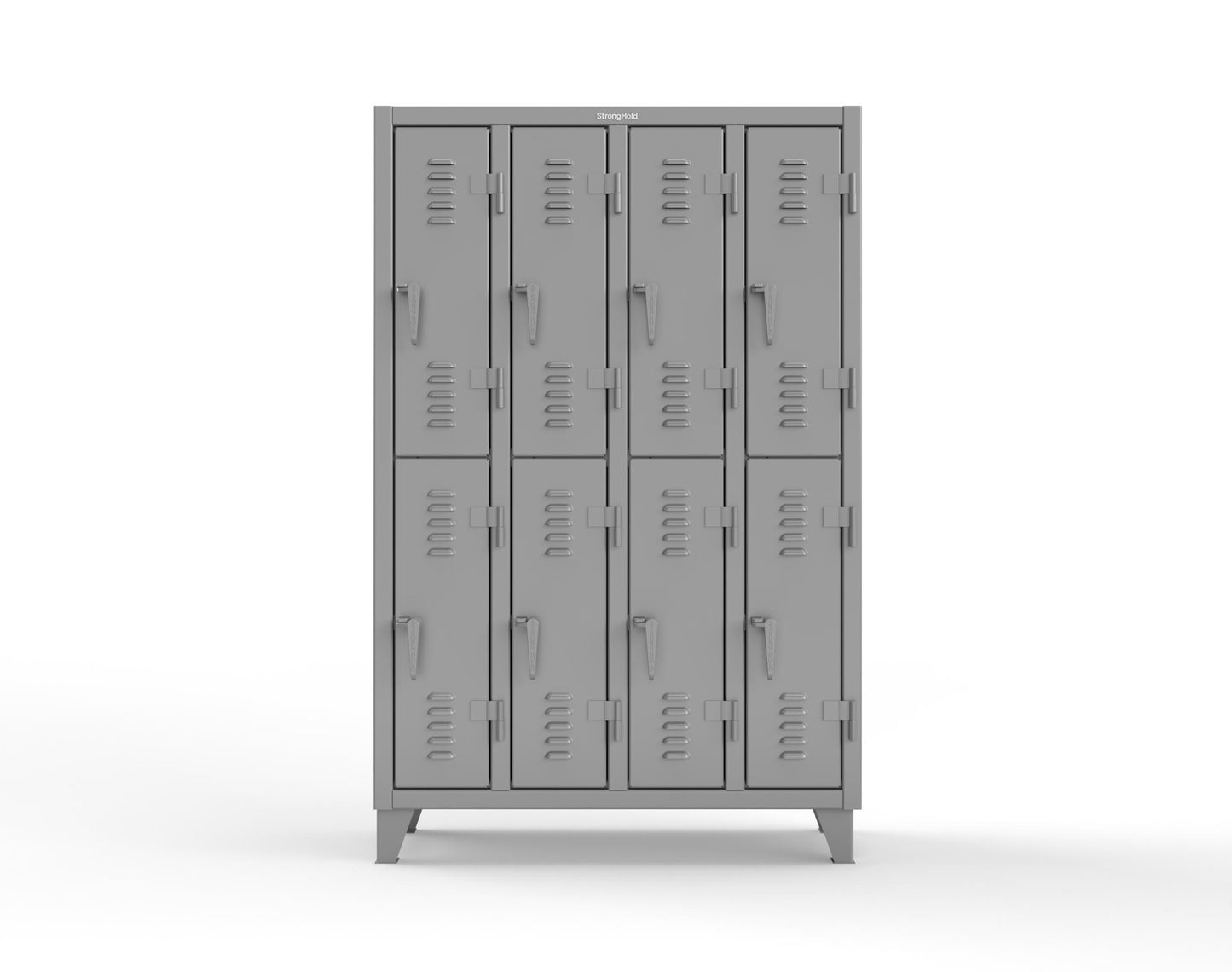 Extreme Duty 12 GA Double-Tier Locker with 8 Compartments, Louvered Doors, Coat Hooks - 50 in. W x 18in. D x 78 in. H - 46-18-2TSL-7037